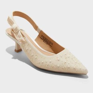 Ivory Pearl Slingback Heels